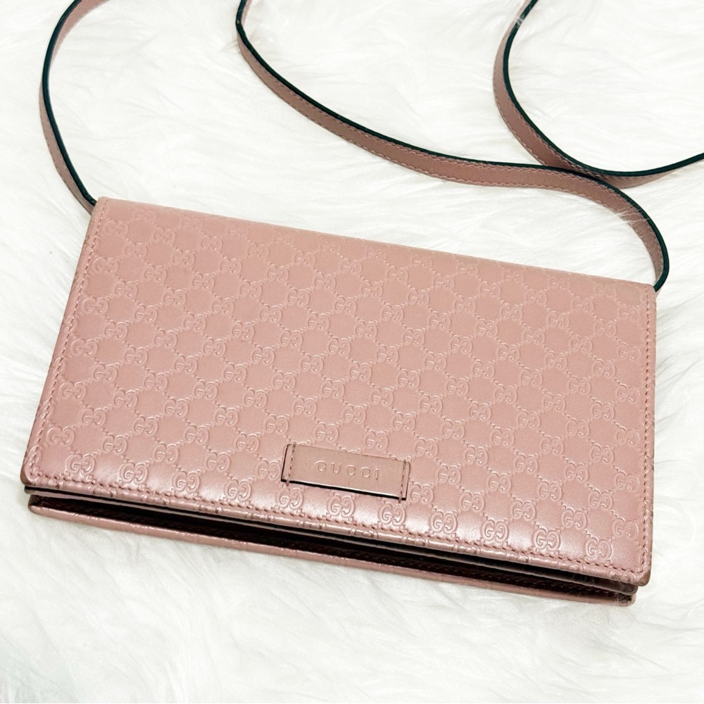 Gucci Micro GG Guccissima Pink Leather Crossbody / Wallet (GUC) - Picture 3 of 16